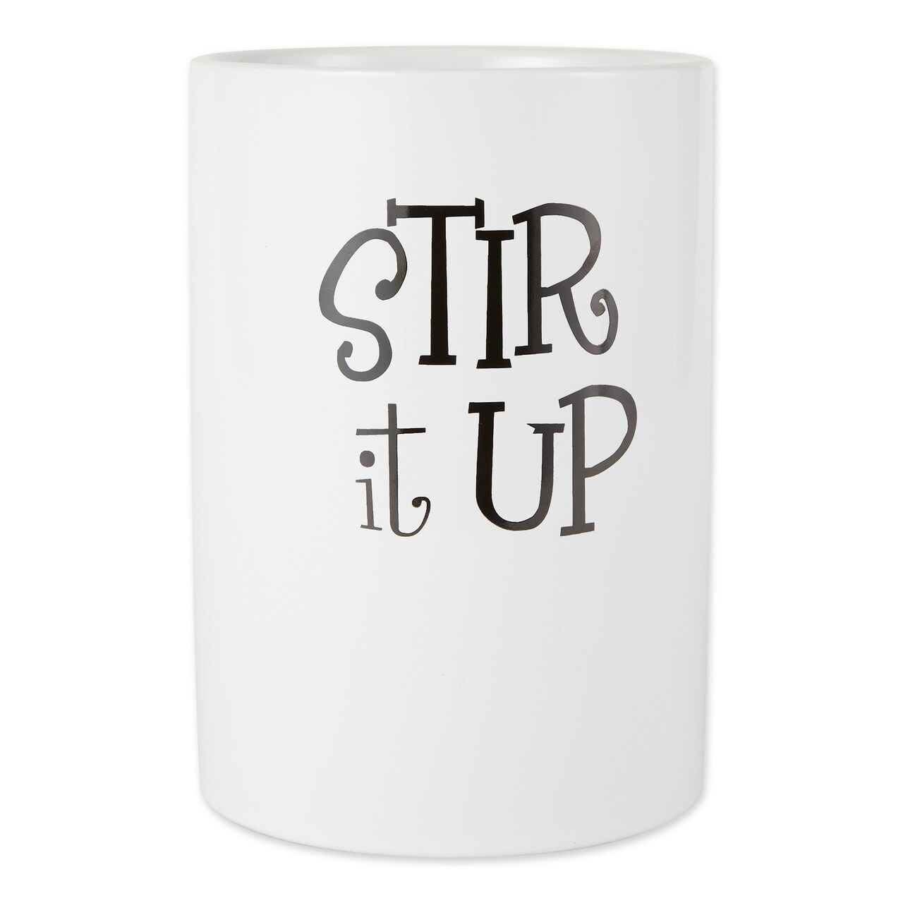 Contemporary Home Living Ceramic "Stir It Up" Cylindrical Utensil Holder - 7.5" - White